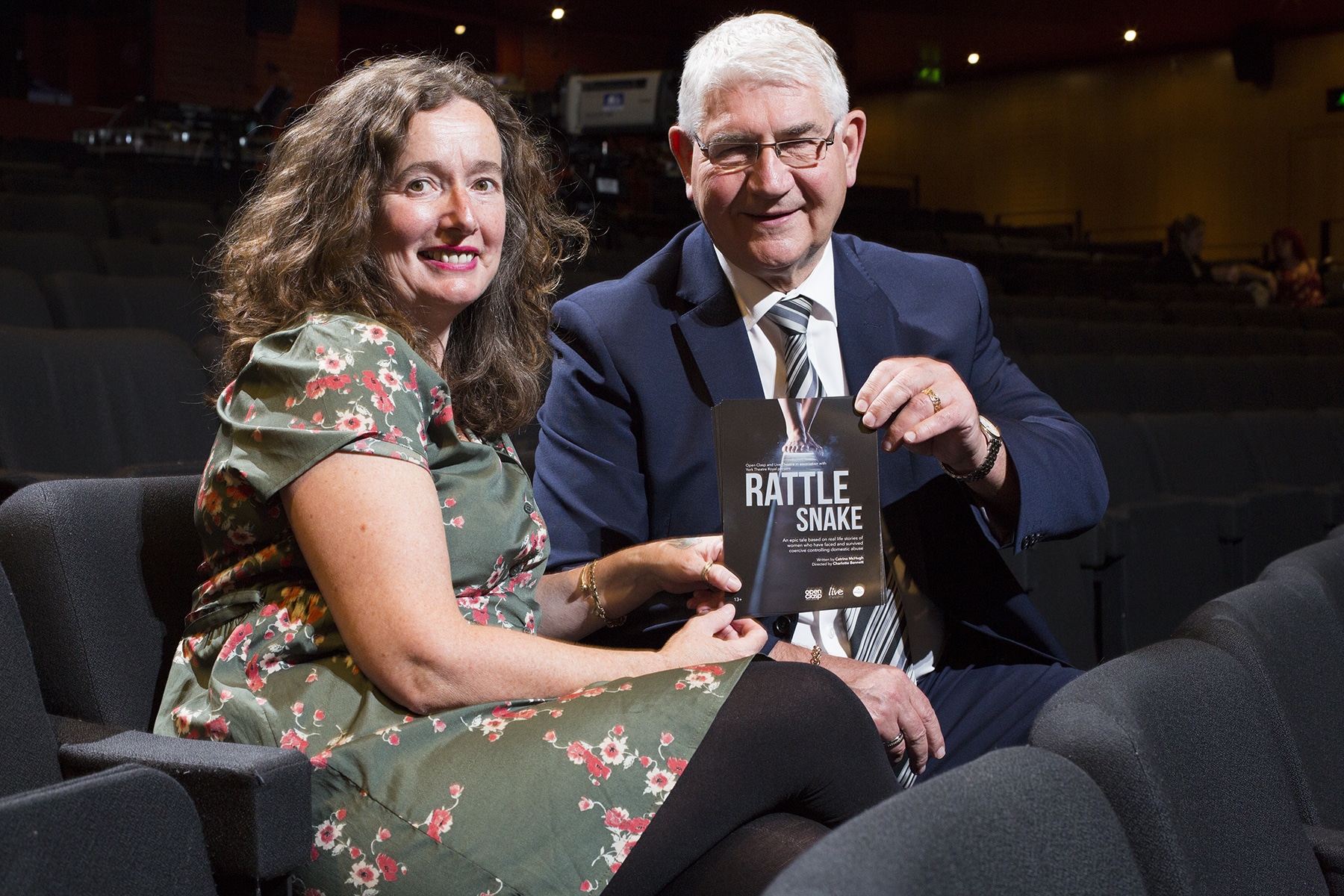 Artistic director and writer of Rattle Snake, Catrina McHugh MBE with Durham PCC, Ron Hogg